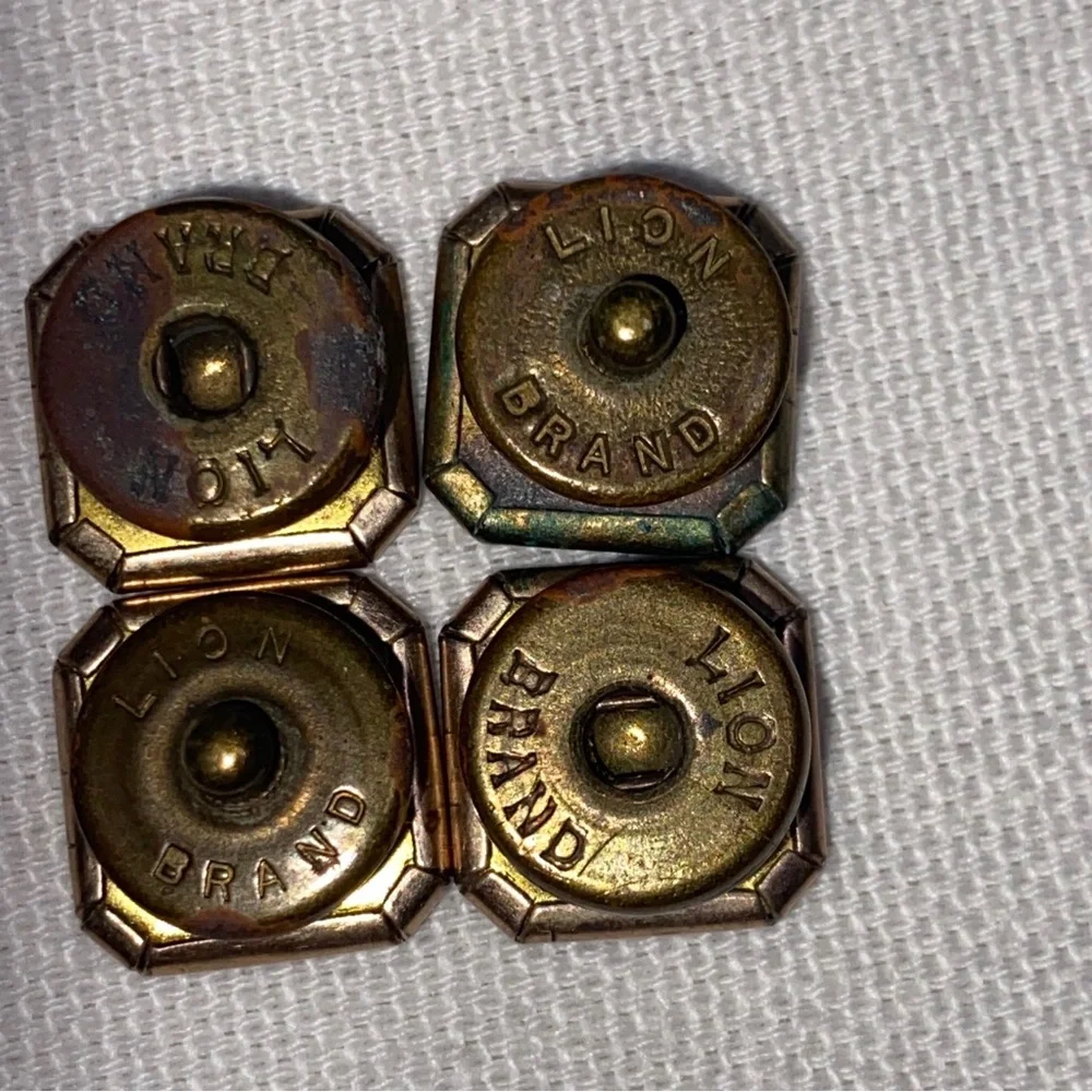 Antique Lion Brand‎ Brass Tone Snap Cufflinks